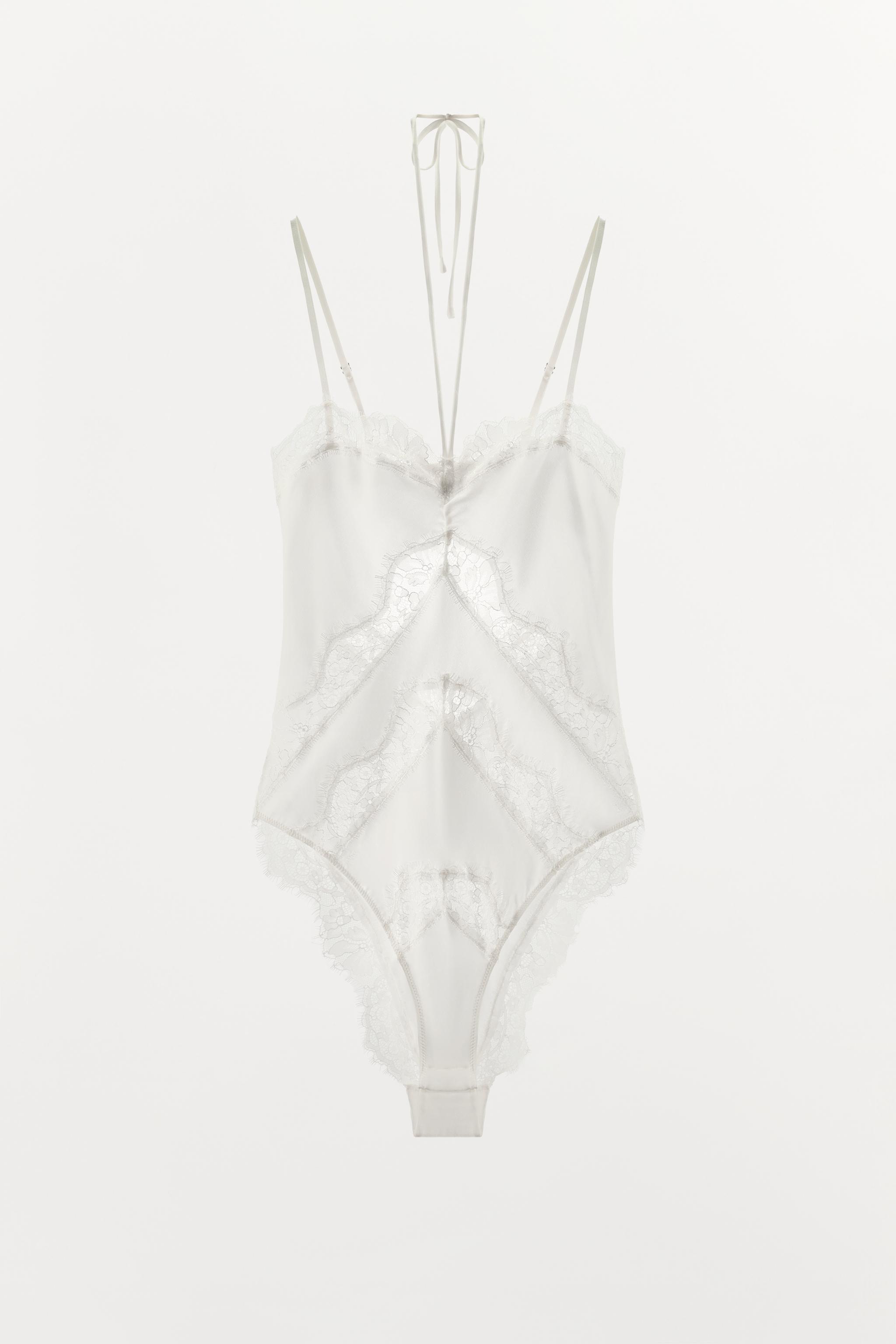 SILK BLEND LACE BODYSUIT